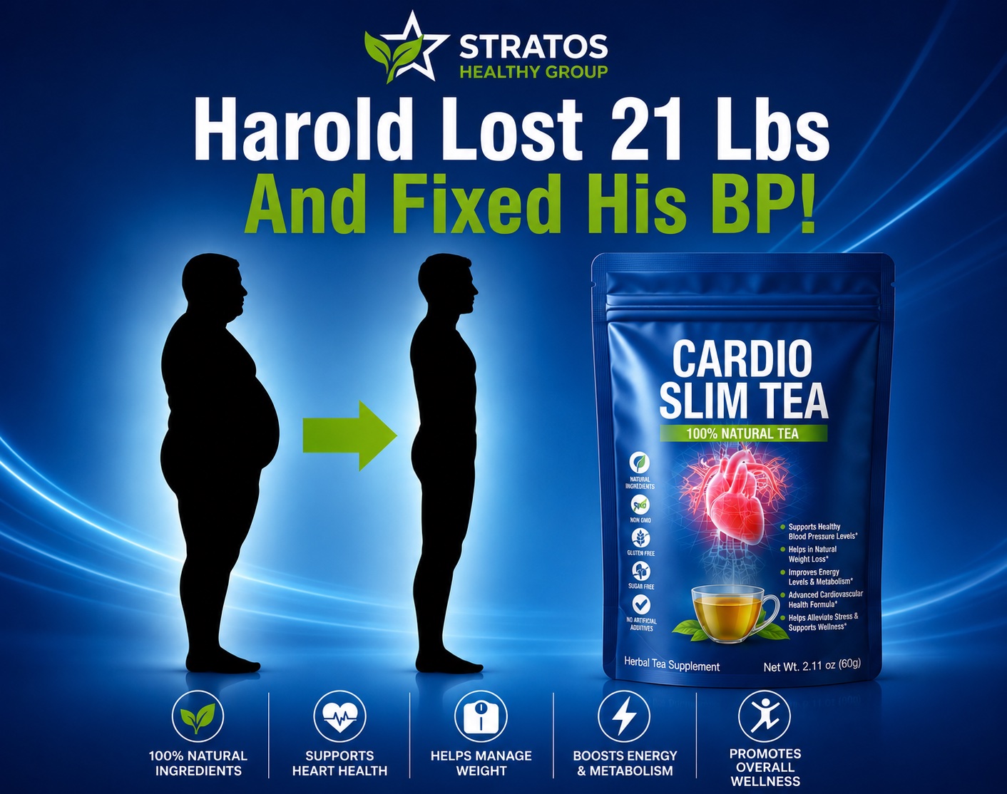 Harold's natural transformation with Cardio Slim Tea